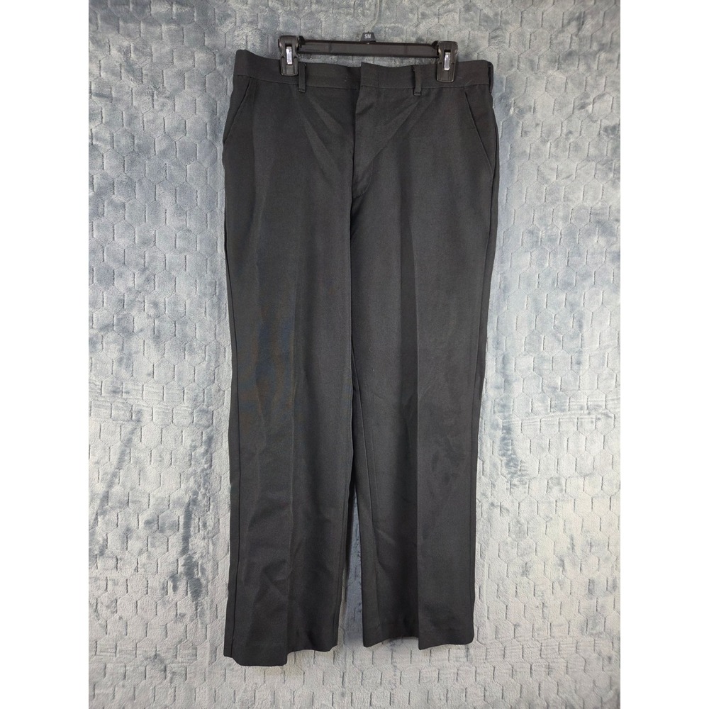 Vintage Black Dress Pants Straight Leg Flat Front Trousers RN‎ 47818 34x28 Mens